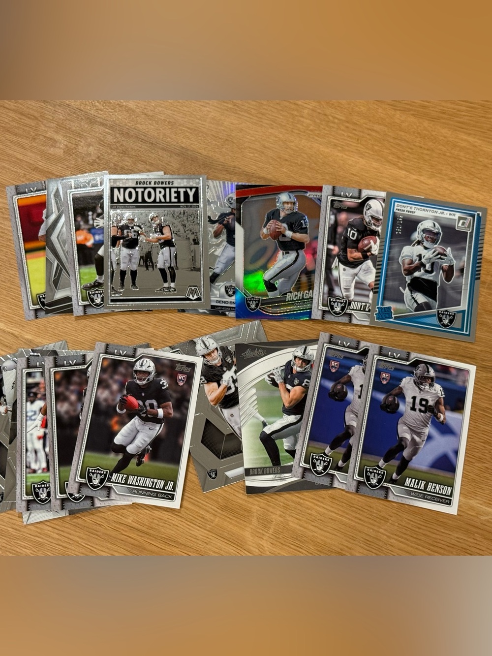 Las Vegas Raiders Football Card Lot - Brock Bowers, Malik Benson & more